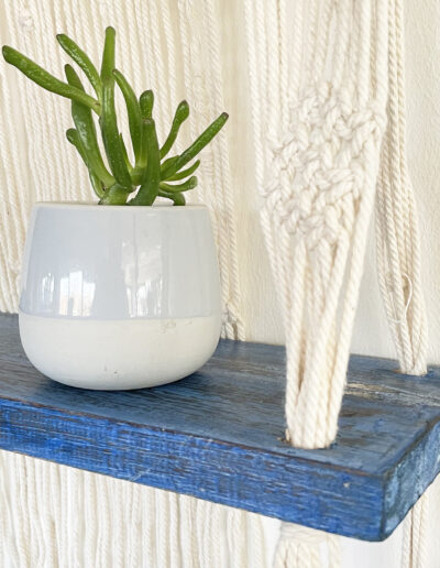 Natural Macrame Hanging Shelves - Blue