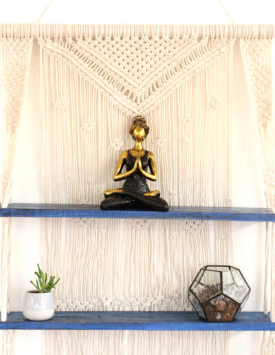 Natural Macrame Hanging Shelves - Blue