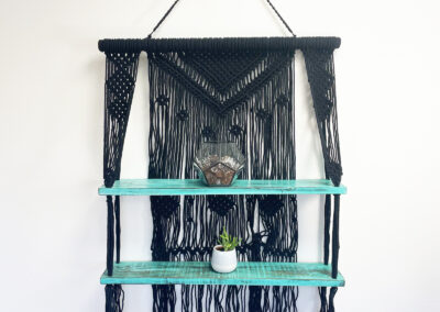 Black Macrame Hanging Shelves - Turquoise