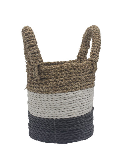 Seagrass Basket Set - Dark Grey / White / Natural
