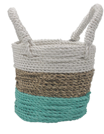 Seagrass Basket Set - Green / Natural / White