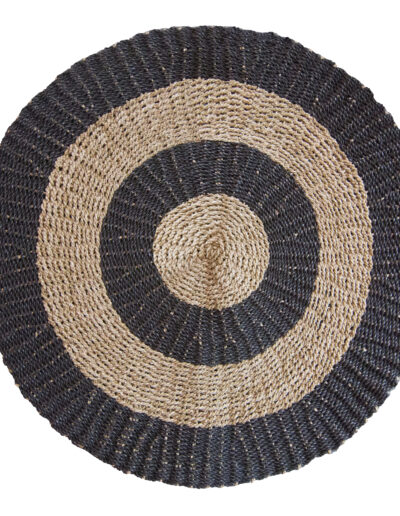 Round Seagrass Black & Tan - Circles - 1m
