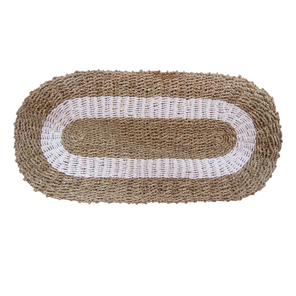 Oval Seagrass White & Tan - Classic - 60 x 120cm