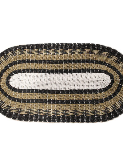 Oval Seagrass Black, White & Tan - Classic - 60 x 120cm