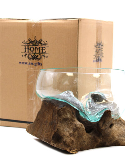 Molten Glass on Wood - Open Large Bowl