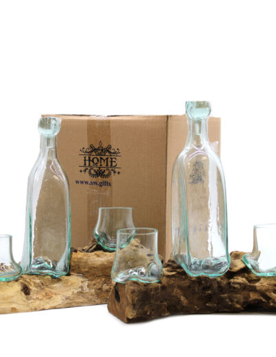 Molten Glass on Wood - Whisky Set