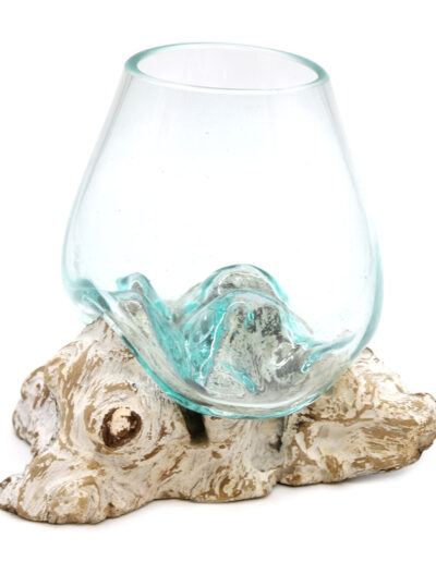 Molten Glass on Whitewash Wood - Large Bowl