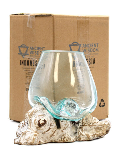 Molten Glass on Whitewash Wood - Large Bowl