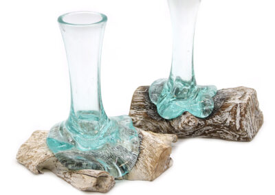 Molten Glass on Whitewash Wood - Vase - Small