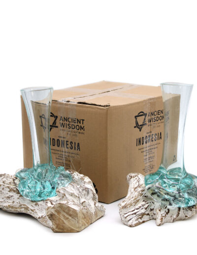 Molten Glass on Whitewash Wood - Vase - Medium