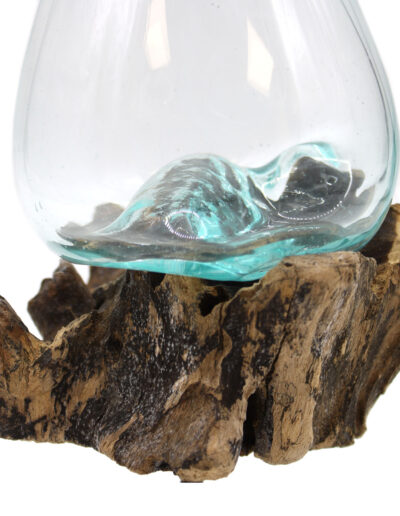 Molten Glass on Wood with Stand - Medium Bowl