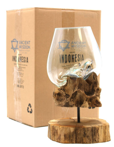 Molten Glass on Wood with Stand - Large Bowl