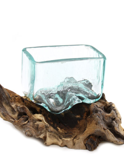 Molten Glass Tank on Wood with Stand - Small Bowl