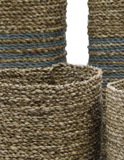 Seagrass & Abu-Abu Raffia Set - 2 Vase & 2 Bins