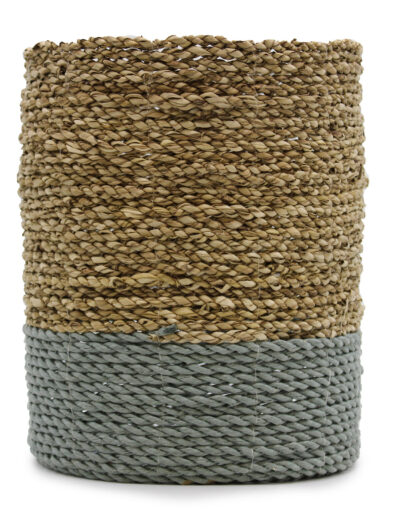 Seagrass & Abu-Abu Raffia Set - 2 Vase & 2 Bins