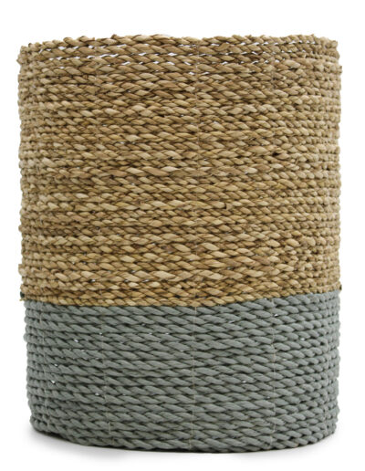 Seagrass & Abu-Abu Raffia Set - 2 Vase & 2 Bins