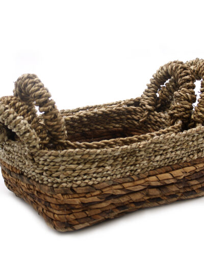 Banana Leaf & Seagrass Square Basket- Set of 3