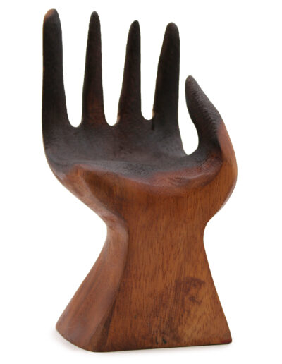 Carved Hand with Molten Glass Bowl