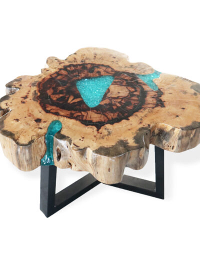 Tamarind and Resin Coffee Table - Aqua