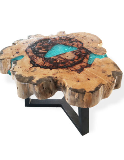 Tamarind and Resin Coffee Table - Aqua