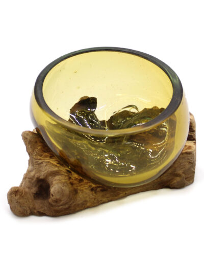 Molton Glass Mini Amber Bowl on Wood