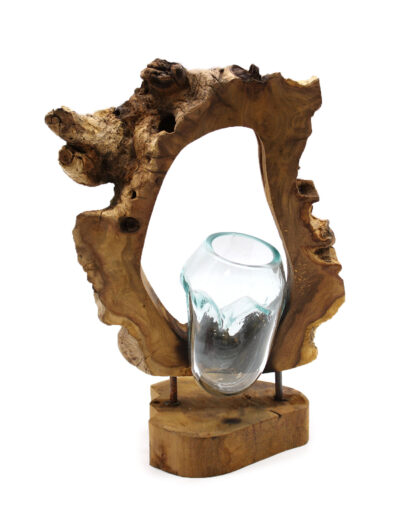 Molton Glass Hanging Art Vase on Wood