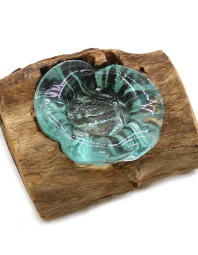 Molton Glass Candle Single Holder on Wood