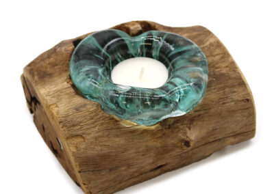 Molton Glass Candle Single Holder on Wood