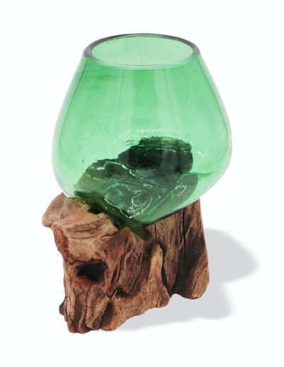 Recycled Beer Bottles Small Bowl on Wood