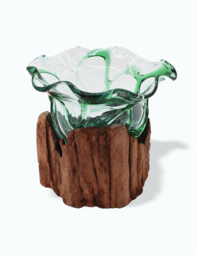 Recycled Beer Bottles Large Fancy Sweet Bowl on Wood