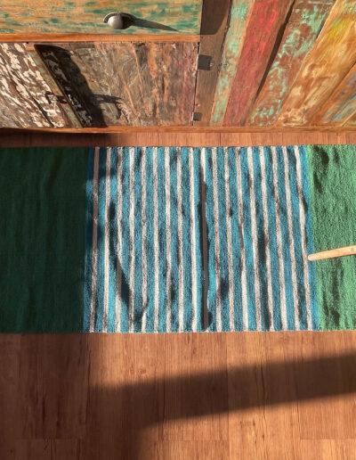 Indian Cotton Rug - 70 x 170 cm - Blue | Green