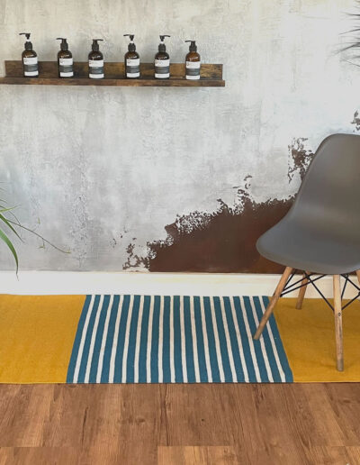 Indian Cotton Rug - 70 x 170c m - Yellow | Blue