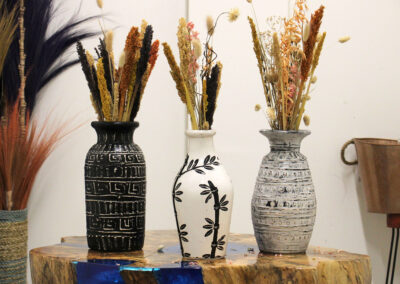 Bamboo Motif Straight Vase - Natural