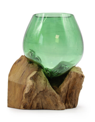 Recycled Beer Bottles Small Bowl on Wood