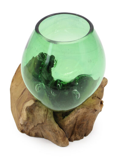 Recycled Beer Bottles Small Bowl on Wood