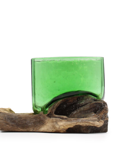 Recycled Beer Bottles Square Bowl on Wood