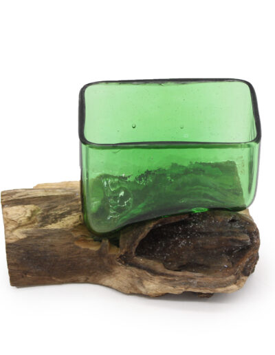 Recycled Beer Bottles Square Bowl on Wood