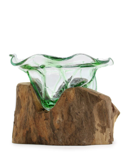 Recycled Beer Bottles Large Fancy Sweet Bowl on Wood