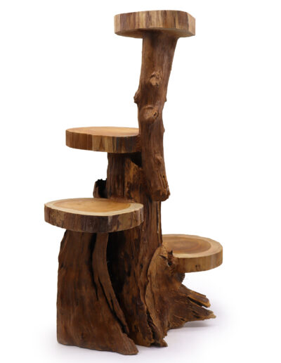 Natural Teak 4 Shelf Display 75cm high