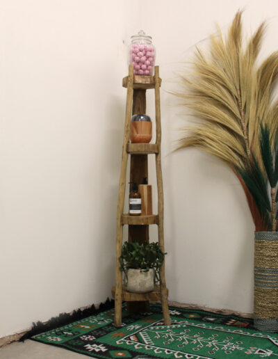 Natural Teak Corner Unit 4 Shelves - 135 cm high