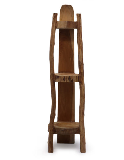 Natural Teak Corner Unit 3 Shelves - 90 cm high