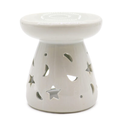 Classic White Oil Burner - Moon & Star - Large