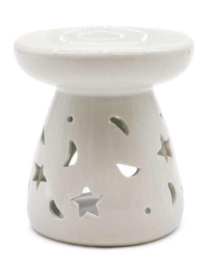 Classic White Oil Burner - Moon & Star - Large