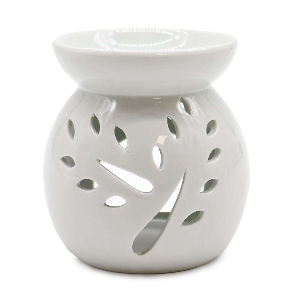 Classic White Oil Burner - Tree Cut-out - Large