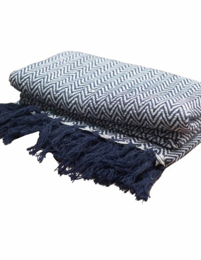 Boho Comfort Throws - 140 x 200 cm - Navy Zigzag