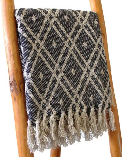 Boho Comfort Throws - 140 x 200 cm - Black & Biege Regency