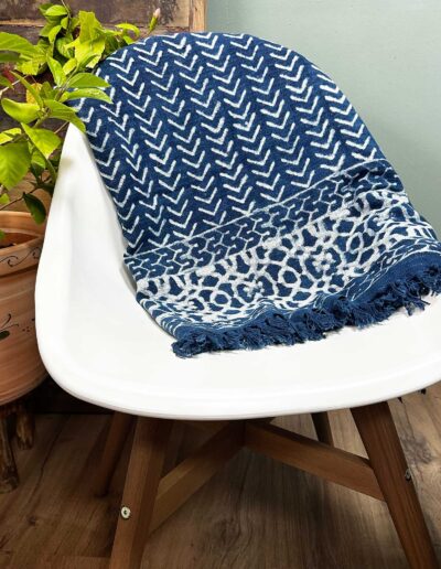 Handmade Indigo Throw - 170 x 120 cm - Seedha Arrows
