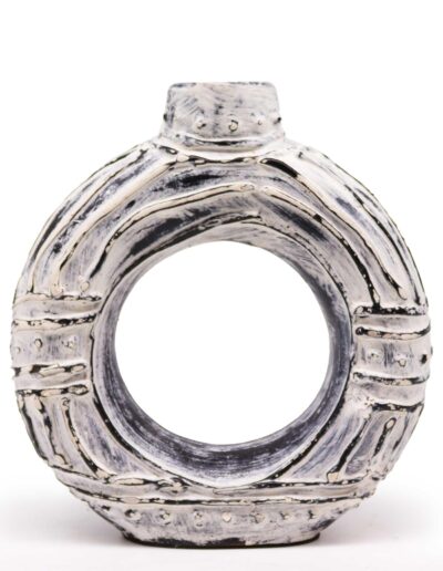 Round Donut Shaped Vase - Cream 23 cm