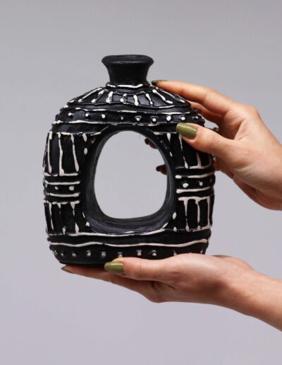 Oval Donut Shaped Vase - Chocolate 18 cm