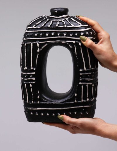 Oval Donut Shaped Vase - Chocolate 30 cm